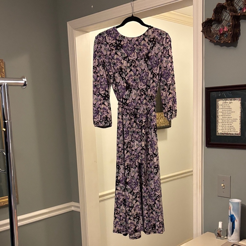 Lauren Ralph Lauren Long Sleeve Purple Floral Dress